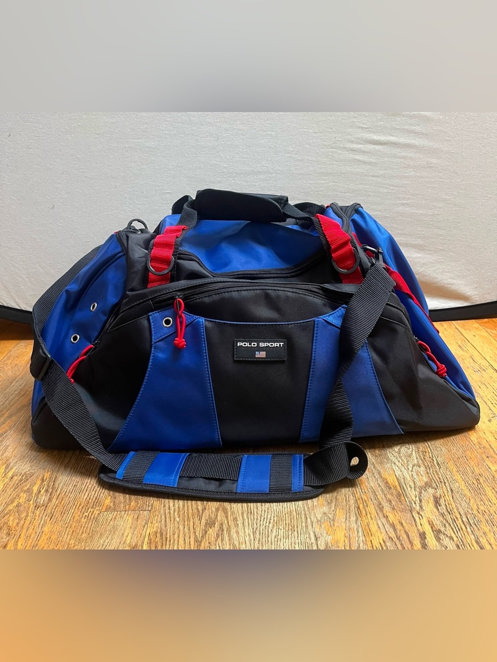 Vintage Polo Sport Large Duffle Bag Shoulder Strap Shoe Compartment